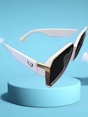 White Oversized Square Sunglasses with Black Lenses